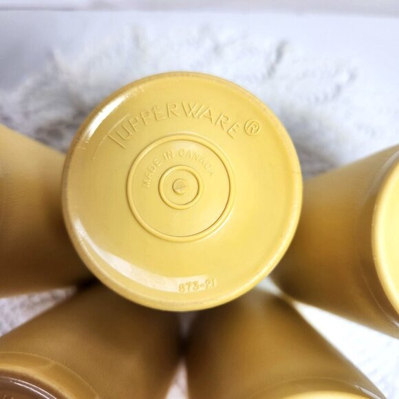 Tupperware Tall Tumblers Set of 5 Harvest Gold 8 oz Juice Cups 873 Vintage 70s - Picture 8 of 11